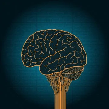 The brain is connected to the electronic device. The concept of a cyborg Illustrazione stock