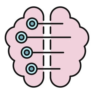 Brain with connected nodes representing artificial intelligence Stock Illustration