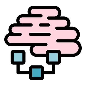 Brain connected to three processing units showing machine learning 스톡 일러스트