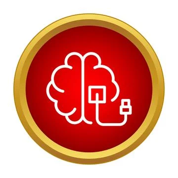 Brain connecting cable data transfer artificial intelligence Stock Illustration