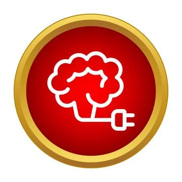 Brain connecting electric plug symbolizing creative mind energy Illustrazione stock