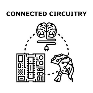 Brain connecting to electronic circuit board in technology concept イラスト素材