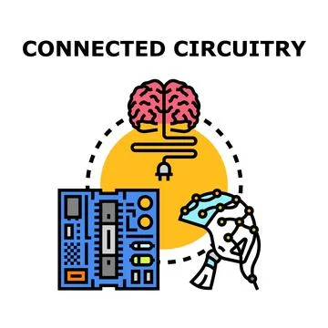 Brain connecting to electronic circuit board in technology concept 스톡 일러스트