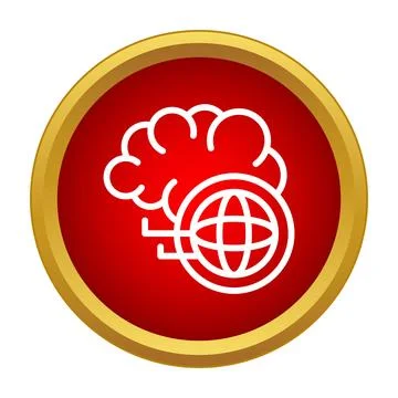 Brain connecting global network artificial intelligence technology icon 스톡 일러스트