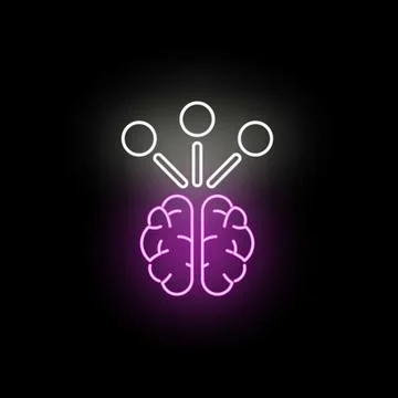 Brain connecting ideas or sharing information neon icon Stock Illustration