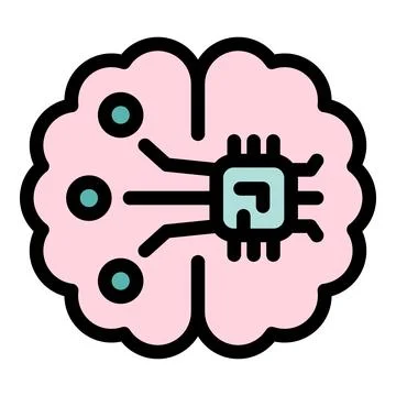 Brain connecting with microchip, artificial intelligence and neural networks Illustrazione stock