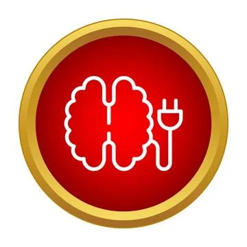 Brain connecting to plug representing power and artificial intelligence Иллюстрация