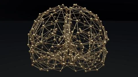 Brain connection gold Stock Illustration