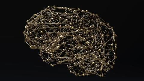 Brain connection gold Stock Illustration