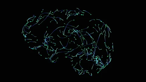 Brain connection in motion blue and green Stock Footage 93559534