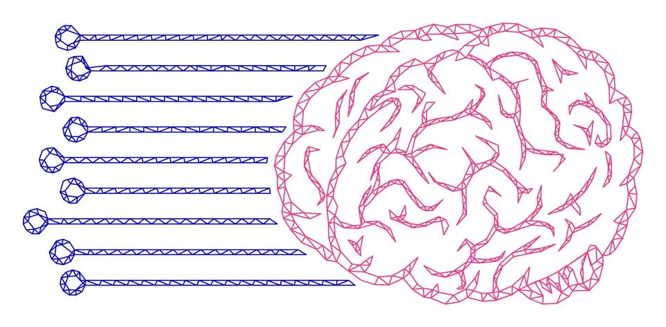 Brain Connections Polygonal Frame Vector Mesh Illustration Stock Illustration