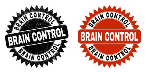 BRAIN CONTROL Black Rosette Watermark with Grunge Style Stock Illustration