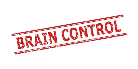 BRAIN CONTROL Stamp with Rubber Style and Double Parallel Lines Stock Illustration