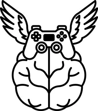 A brain with a controller on top of it Illustrazione stock