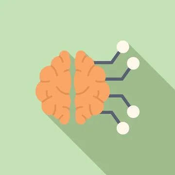 Brain coping skills icon flat vector. Health mental busy Illustrazione stock