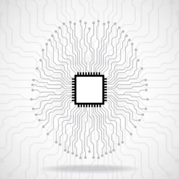 Brain. Cpu. Circuit board. Abstract technology background Illustrazione stock