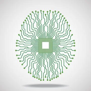Brain. Cpu. Circuit board Stock Illustration