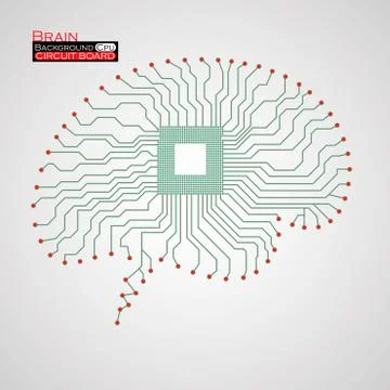 Brain. Cpu. Circuit board Illustrazione stock