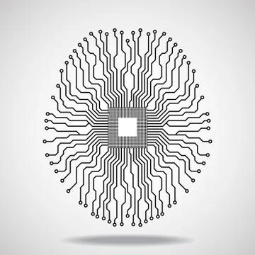 Brain. Cpu. Circuit board Stock Illustration