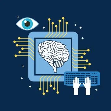 Brain cpu circuit board keyboard optical Stock Illustration