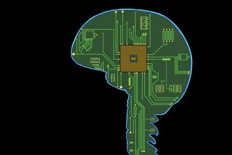 Brain with CPU microchips Stock Illustration