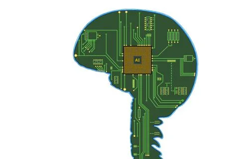 Brain with CPU microchips Stock Illustration