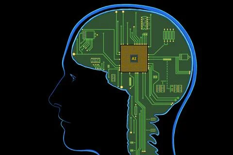 Brain with CPU microchips Illustrazione stock