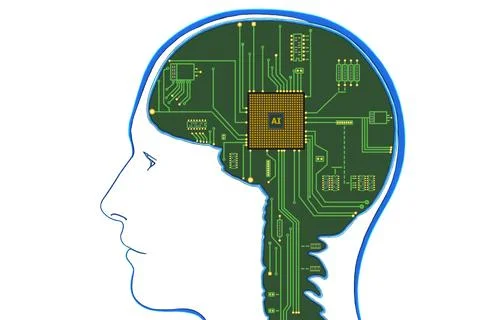 Brain with CPU microchips Stock Illustration