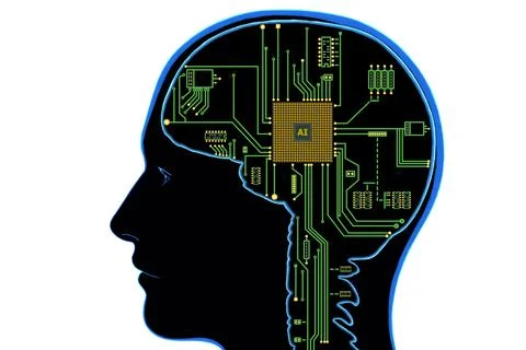 Brain with CPU microchips Stock Illustration