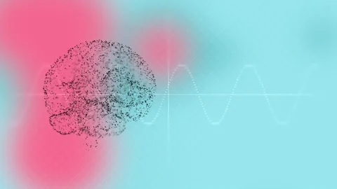 Brain creating new ideas spinning inside a transparent bubble over colorful Stock Footage 125959898