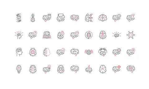 Brain, creative and eco mindset, training and neurology, Alzheimer disease line Stock Illustration