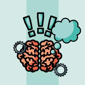 Brain creative idea thinking exclamation symbol Stock Illustration