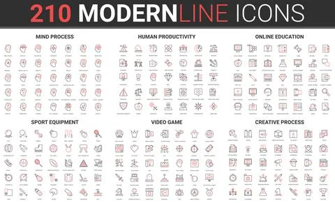 Brain creative process, sport education, human productivity, online video game Stock Illustration