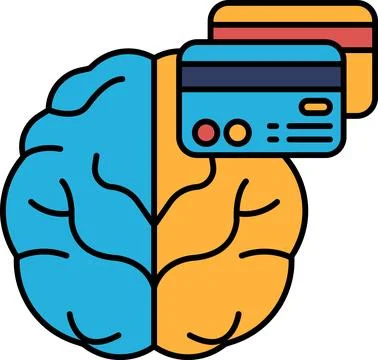 A brain with a credit card on it Illustrazione stock