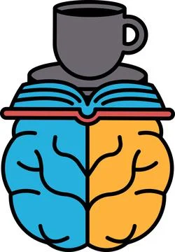 A brain with a cup on top of it Stock Illustration