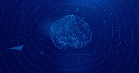 Brain in cyberspace abstract background by data multiplying knowledge. Connec Video stock 162168180