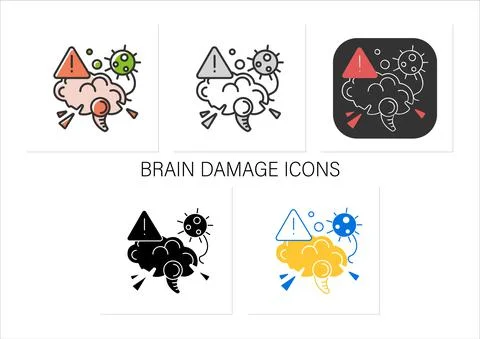 Brain damage icons set イラスト素材