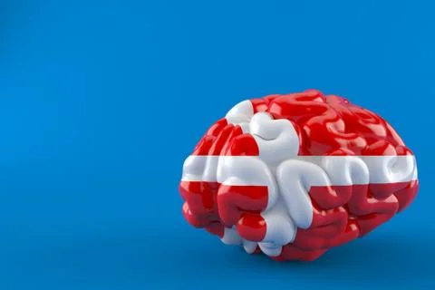 Brain with danish flag Stock Illustration