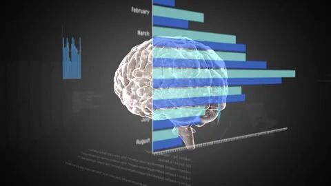 Brain with data bars and charts, scientific data analysis animation Stock Footage 306721655
