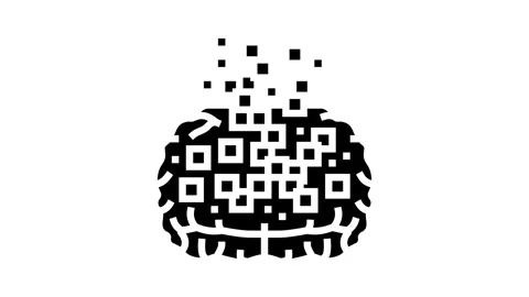 Brain data streams flowing glyph icon animation Stock Footage 326139352