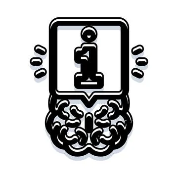 Brain delivering information concept with knowledge symbol Stock Illustration