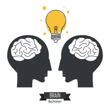 Brain design. Mind concept. White background , editable vector Stock Illustration