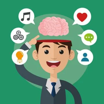 Brain design. organ icon. Flat illustration, vector graphic Stock Illustration
