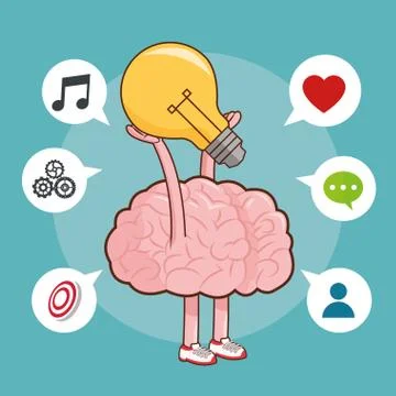 Brain design. organ icon. Flat illustration, vector graphic Stock Illustration
