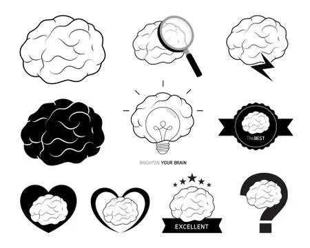 Brain design set. Creative idea concept. icon design. Stock Illustration