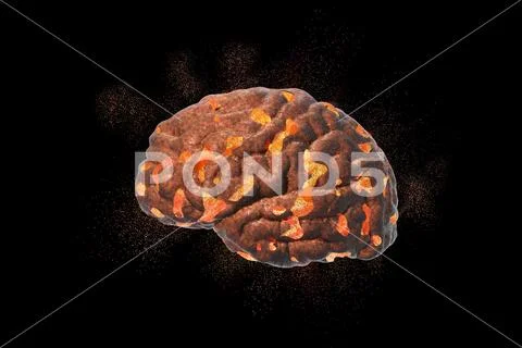Brain destruction, medical concept for brain disease, burnout, depression, he Stock Illustration