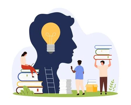 Brain development and growth with knowledge, focus on learning for tiny people Stockillustratie