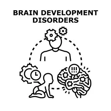 Brain development disorder vector concept illustration studying mind Illustrazione stock