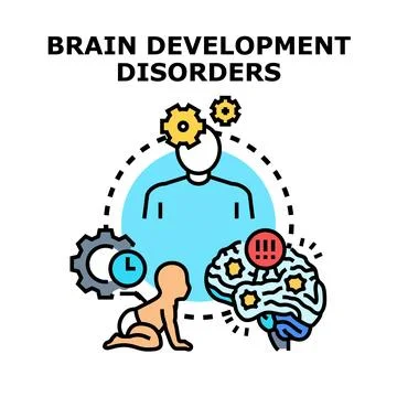 Brain development disorder vector concept illustration studying mind Stock Illustration