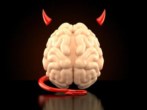 Brain with devil horns and tail Stock Illustration